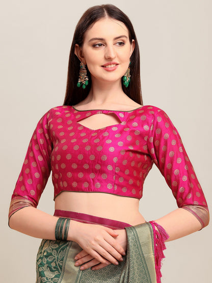 Dhiyona RV Women's Banarasi Silk With silver Zari weaving Saree  ( KVD1183 )