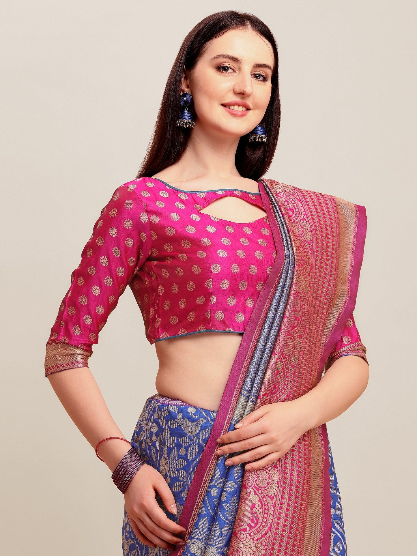Dhiyona RV Women's Banarasi Silk With silver Zari weaving Saree  ( KVD1186 )