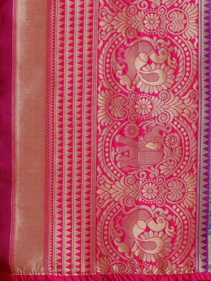 Dhiyona RV Women's Banarasi Silk With silver Zari weaving Saree  ( KVD1186 )