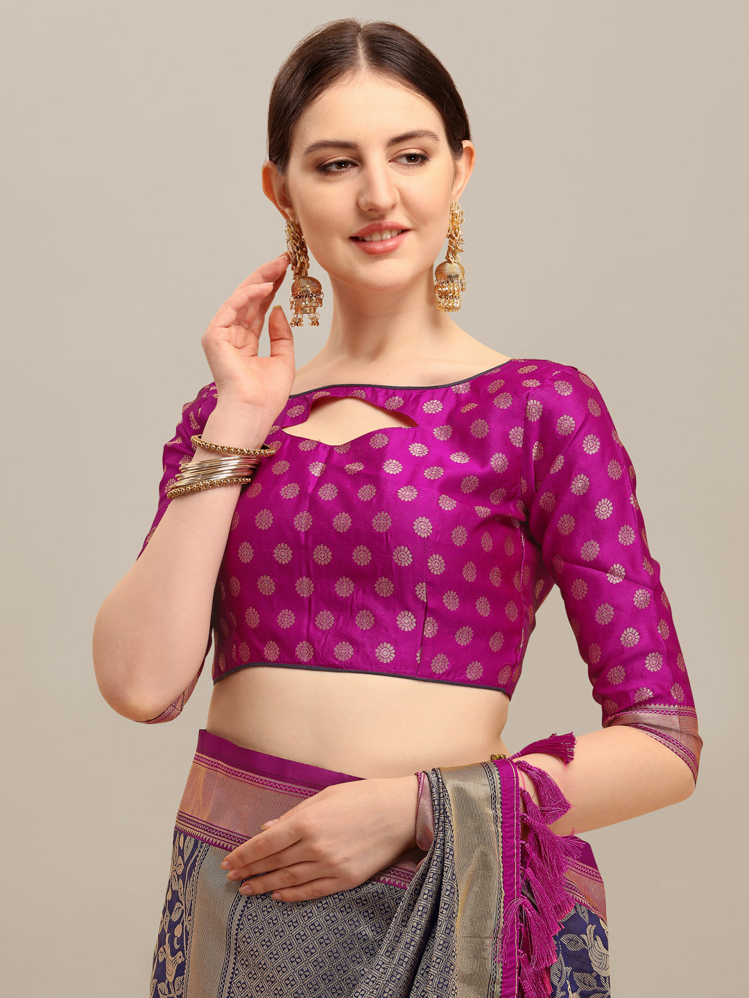 Dhiyona RV Women's Banarasi Silk With silver Zari weaving Saree  ( KVD1187 )