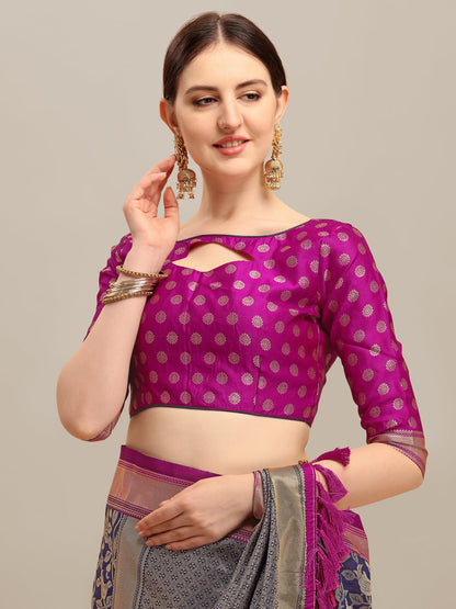 Dhiyona RV Women's Banarasi Silk With silver Zari weaving Saree  ( KVD1187 )
