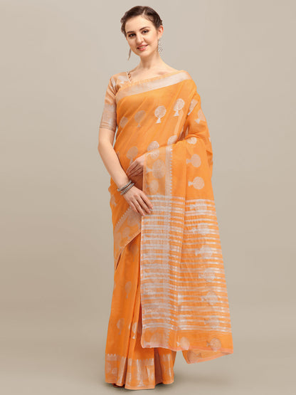 Dhiyona RV Women's Banarasi Cotton Silk With Silver Zari weaving Saree  ( KVD1199 )