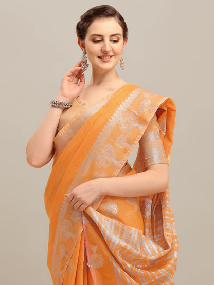 Dhiyona RV Women's Banarasi Cotton Silk With Silver Zari weaving Saree  ( KVD1199 )