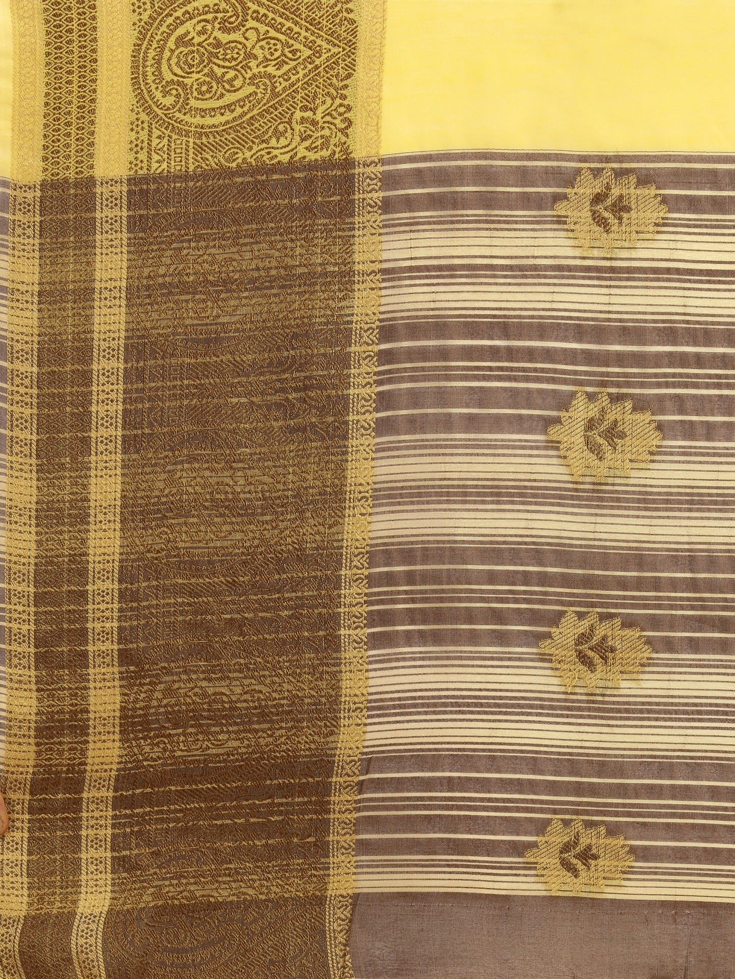 Dhiyona RV Women's Linen Cotton Silk Floral Zari Printed Work  Exclusive Saree ( KVD1211 )