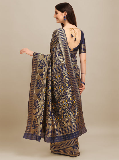 Dhiyona RV Women's Banarasi Cotton Silk With Zari weaving Bandhani  Saree  ( KVD1260 )