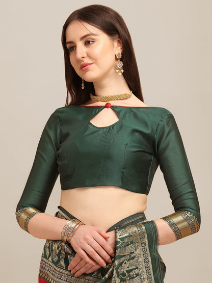 Dhiyona RV Women's Banarasi Jacquard With Zari Weaving And Kutchi Embroidered Saree  ( KVD1266 )