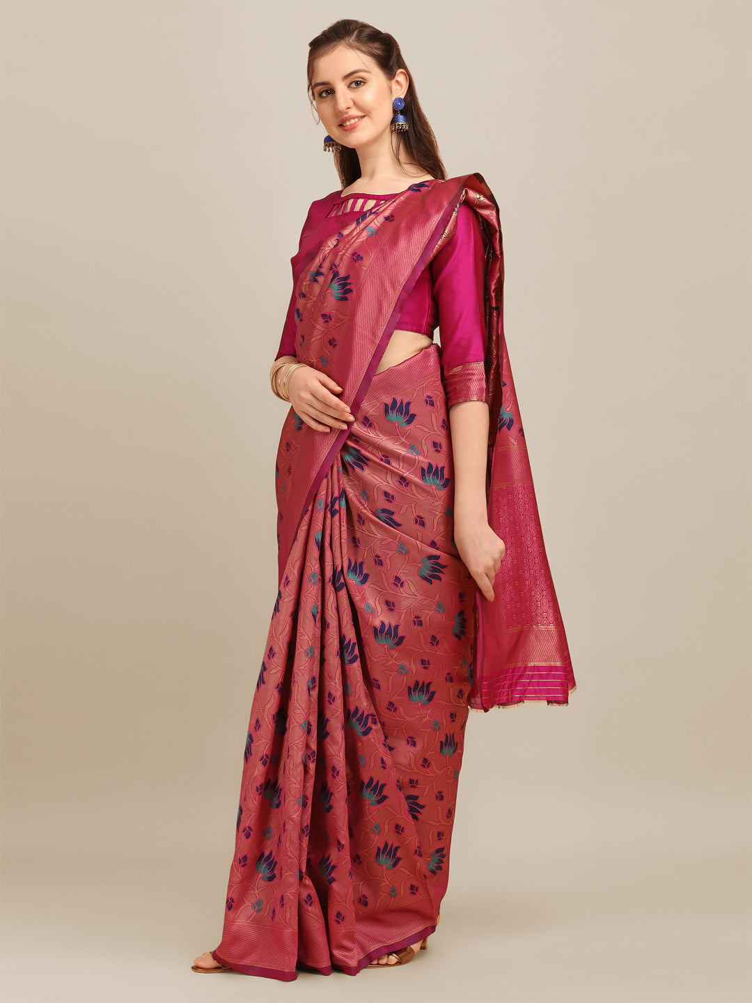 Dhiyona RV Women's Banarasi Cotton Silk With Zari Weaving  Saree With Blouse  ( KVD1271 )