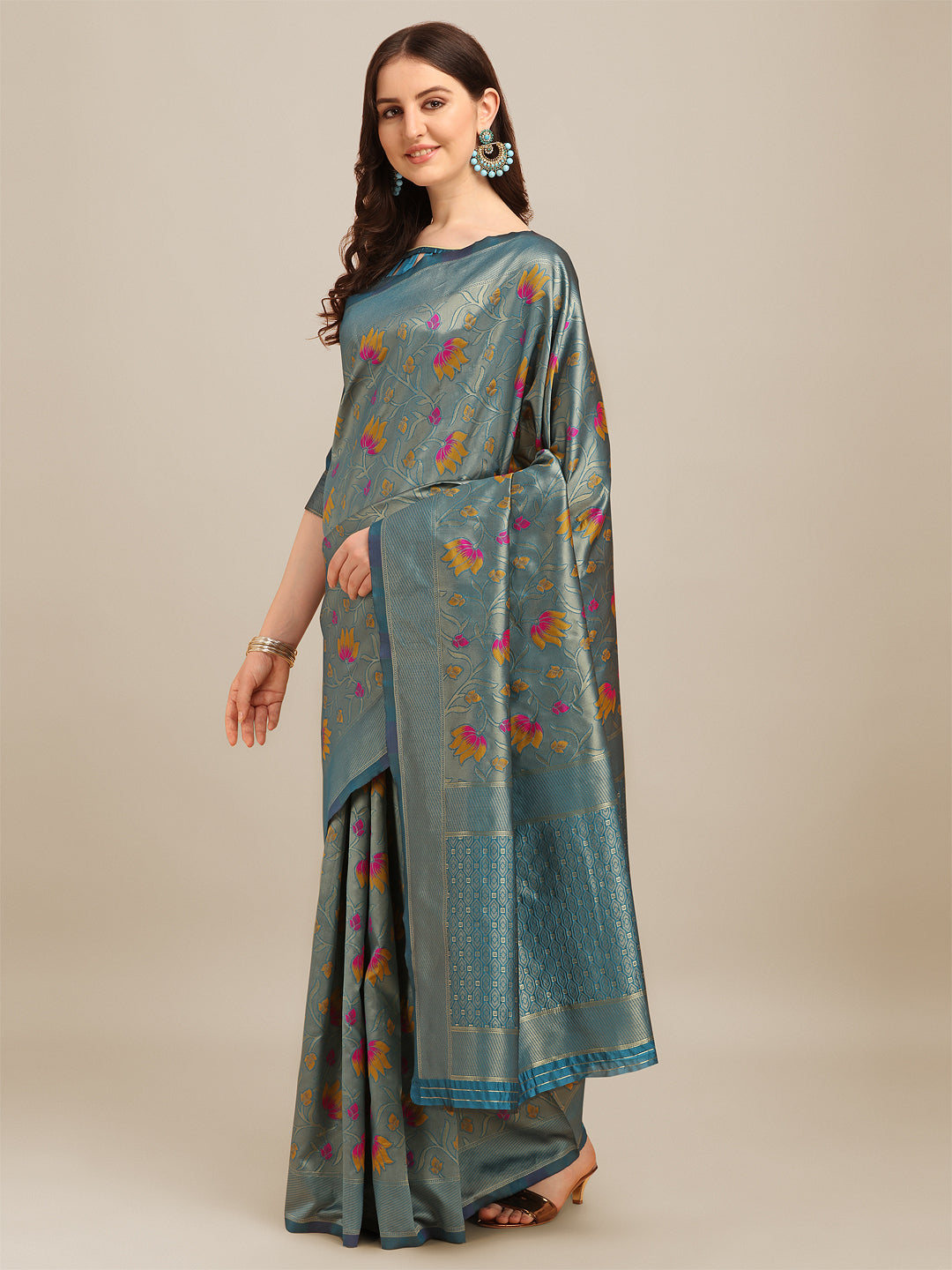 Dhiyona RV Women's Banarasi Cotton Silk With Zari Weaving  Saree With Blouse  ( KVD1274 )