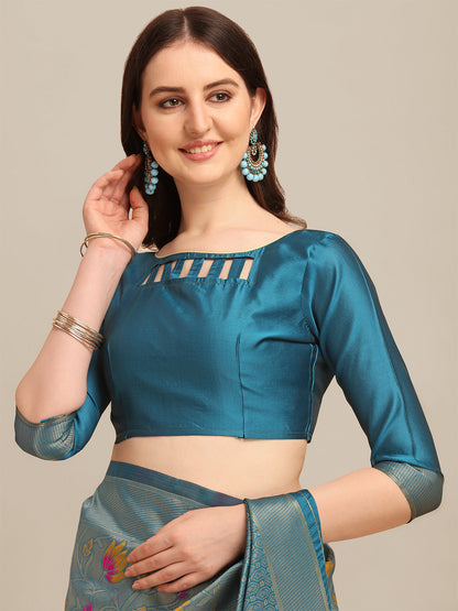 Dhiyona RV Women's Banarasi Cotton Silk With Zari Weaving  Saree With Blouse  ( KVD1274 )