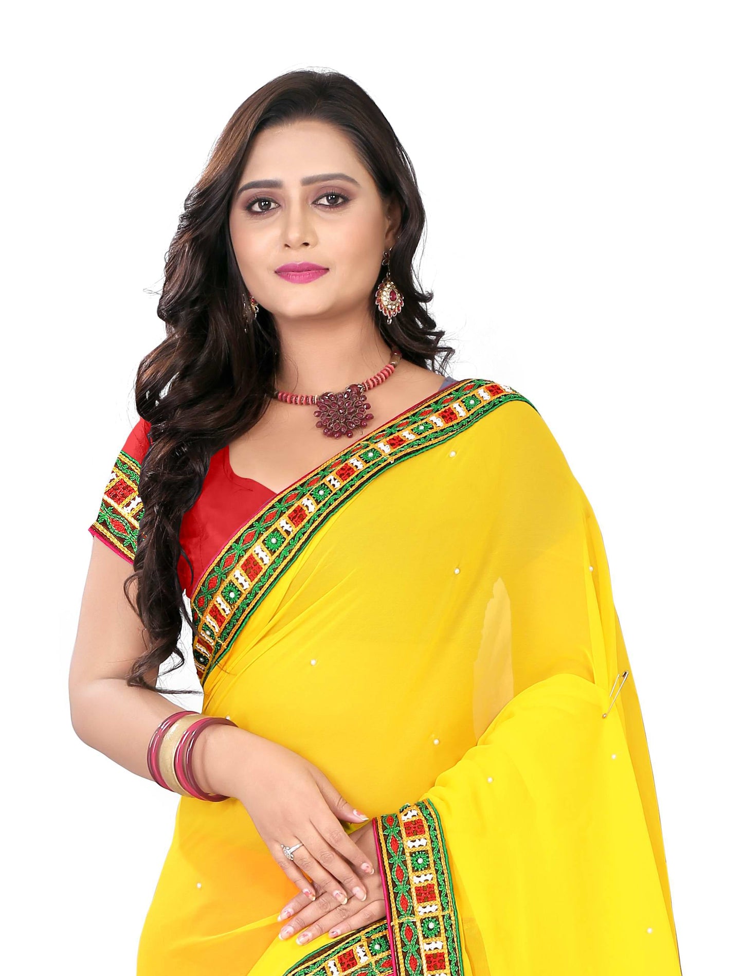 Dhiyona RV Women's Designer Half & Half Georgette Embroidery Work Saree With Blouse ( KVD13 )