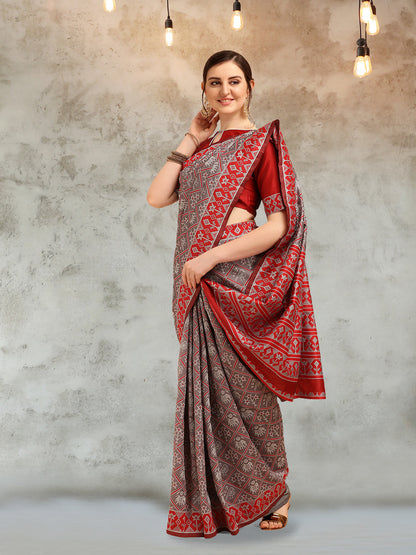 Dhiyona RV Women's Banarasi Cotton Silk With Patola Weaving Pattern Saree With Blouse ( KVD1345 )