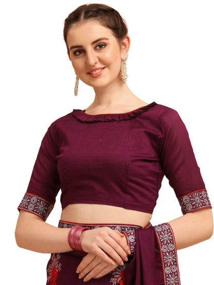 Dhiyona RV Women's Vichitra Silk With Zari Embroidery Saree ( KVD1355 )