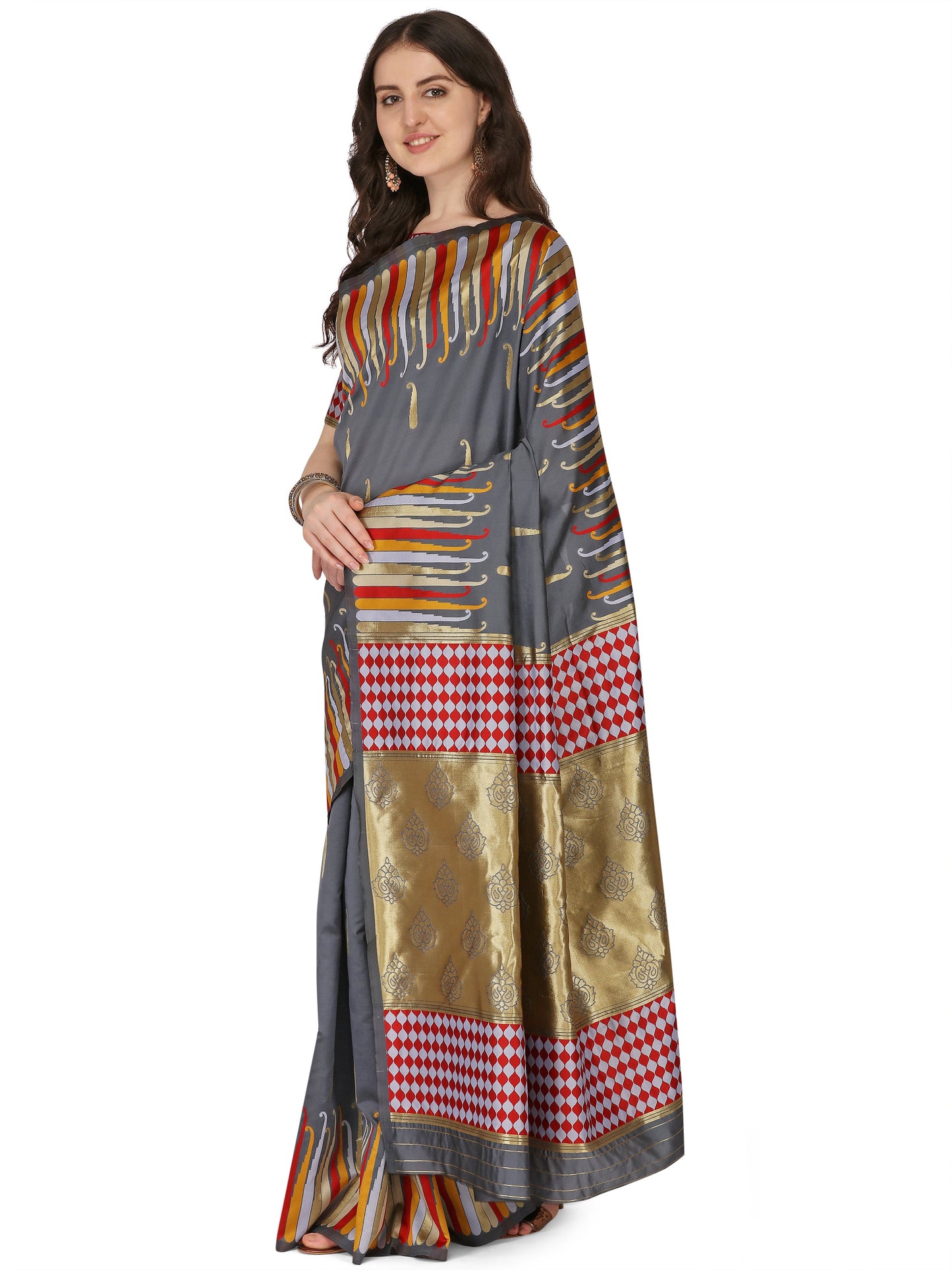 Dhiyona RV Women's Banarasi Silk With Silver Zari Weaving Saree  ( KVD1372 )