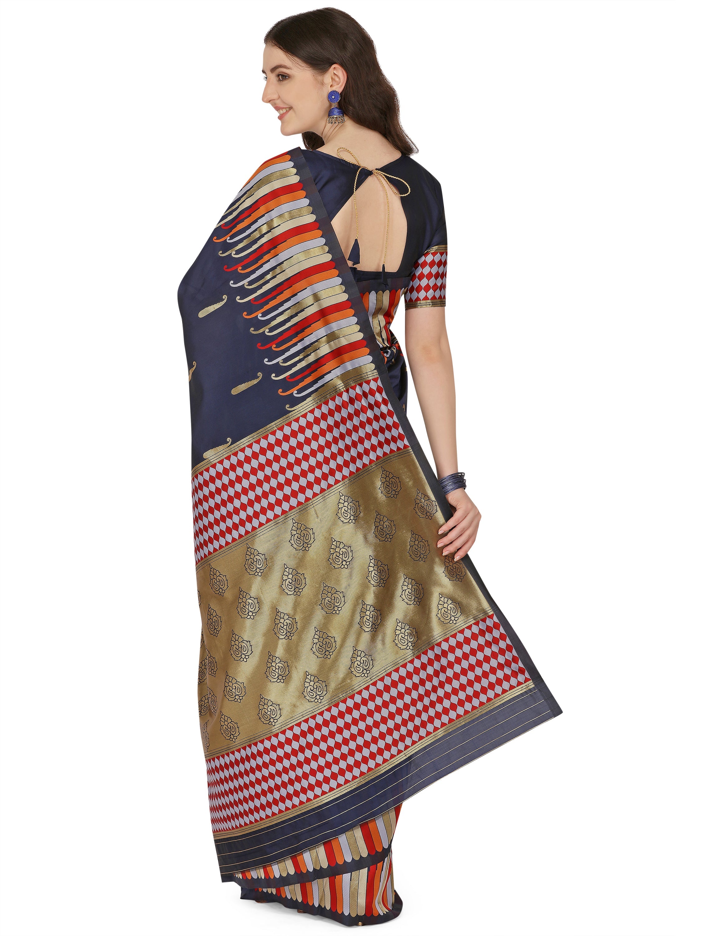 Dhiyona RV Women's Banarasi Silk With Silver Zari Weaving Saree  ( KVD1375 )