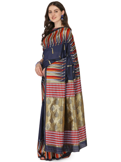 Dhiyona RV Women's Banarasi Silk With Silver Zari Weaving Saree  ( KVD1375 )