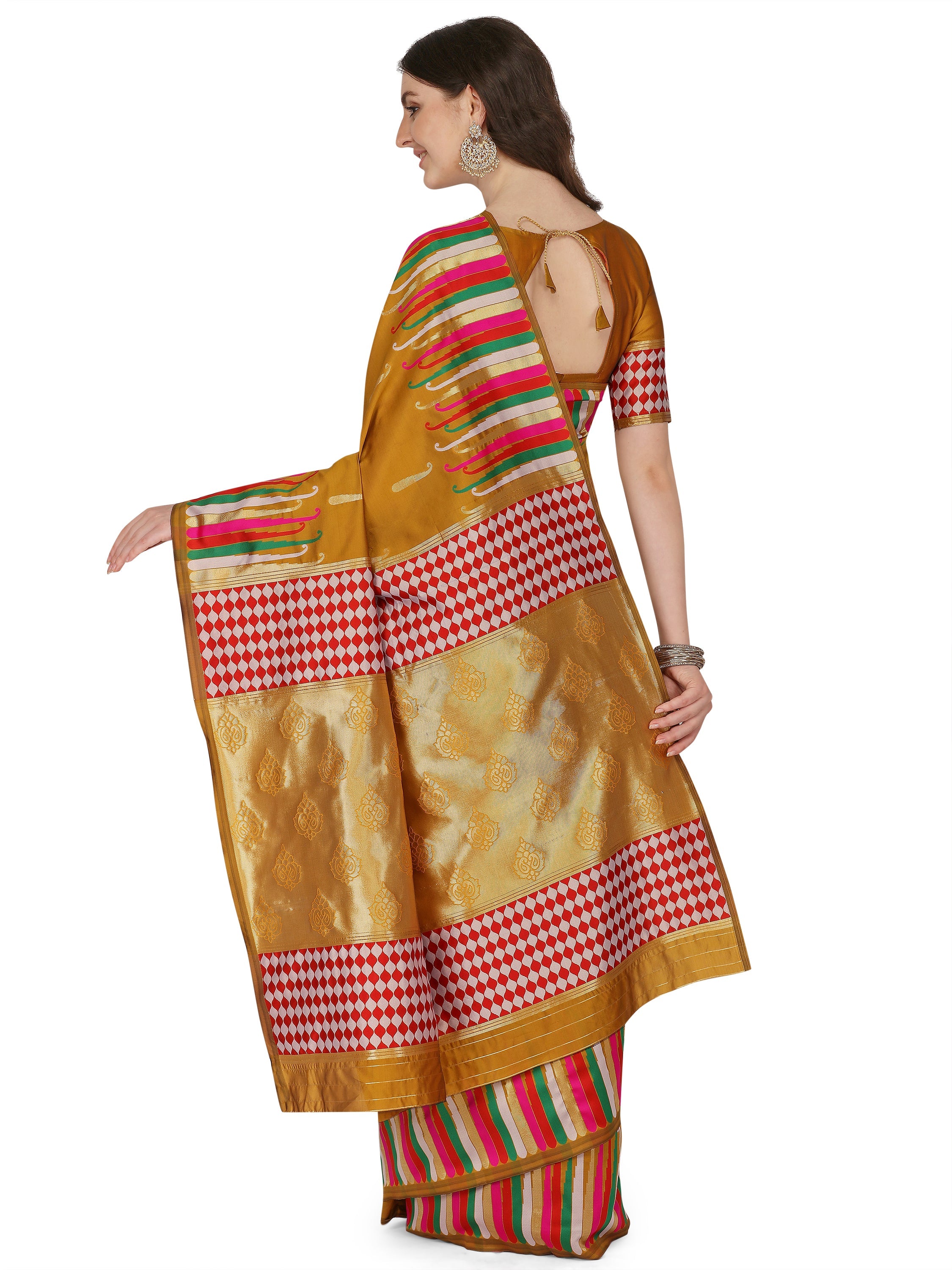 Dhiyona RV Women's Banarasi Silk With Silver Zari Weaving Saree  ( KVD1377 )