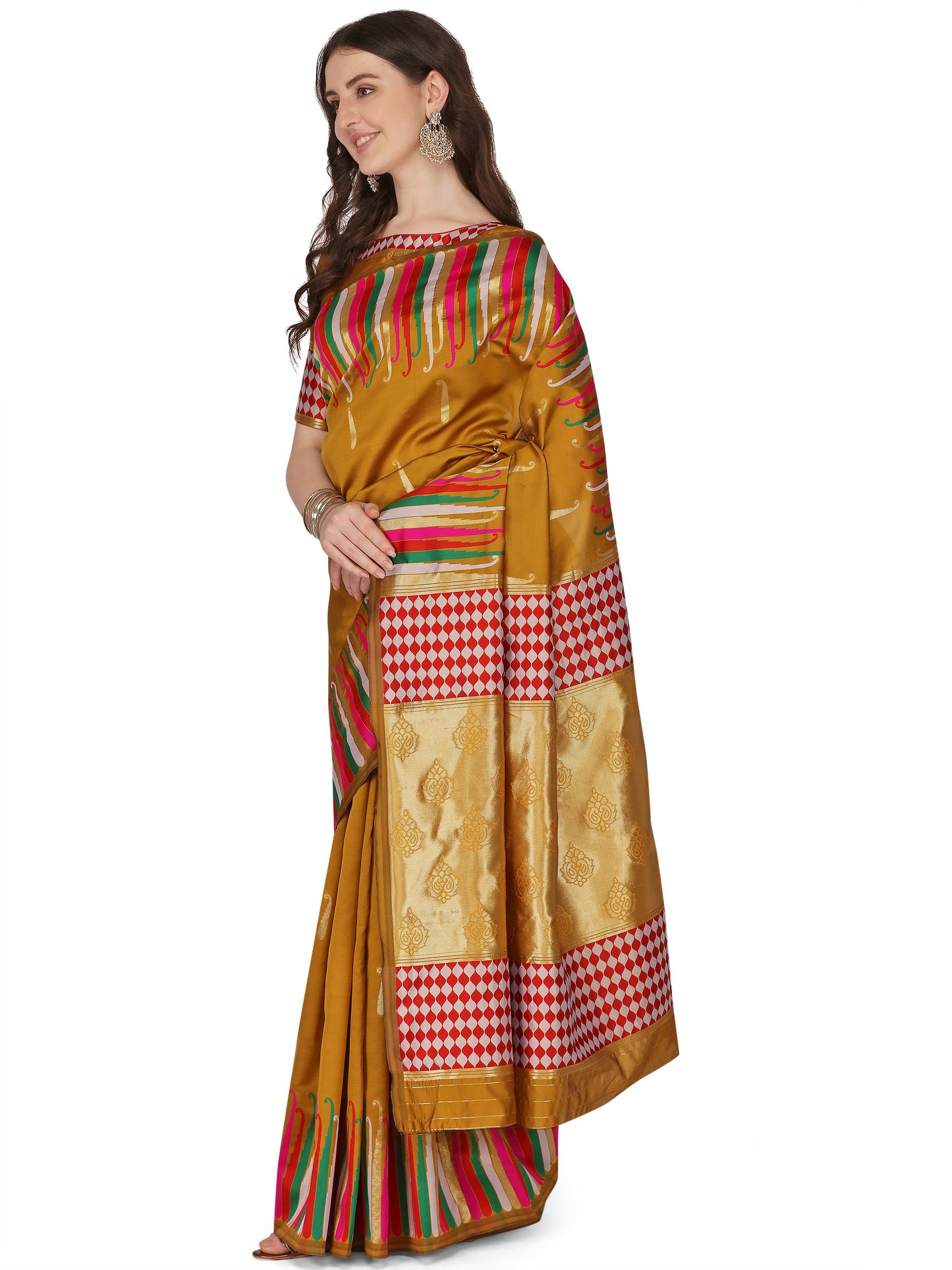 Dhiyona RV Women's Banarasi Silk With Silver Zari Weaving Saree  ( KVD1377 )