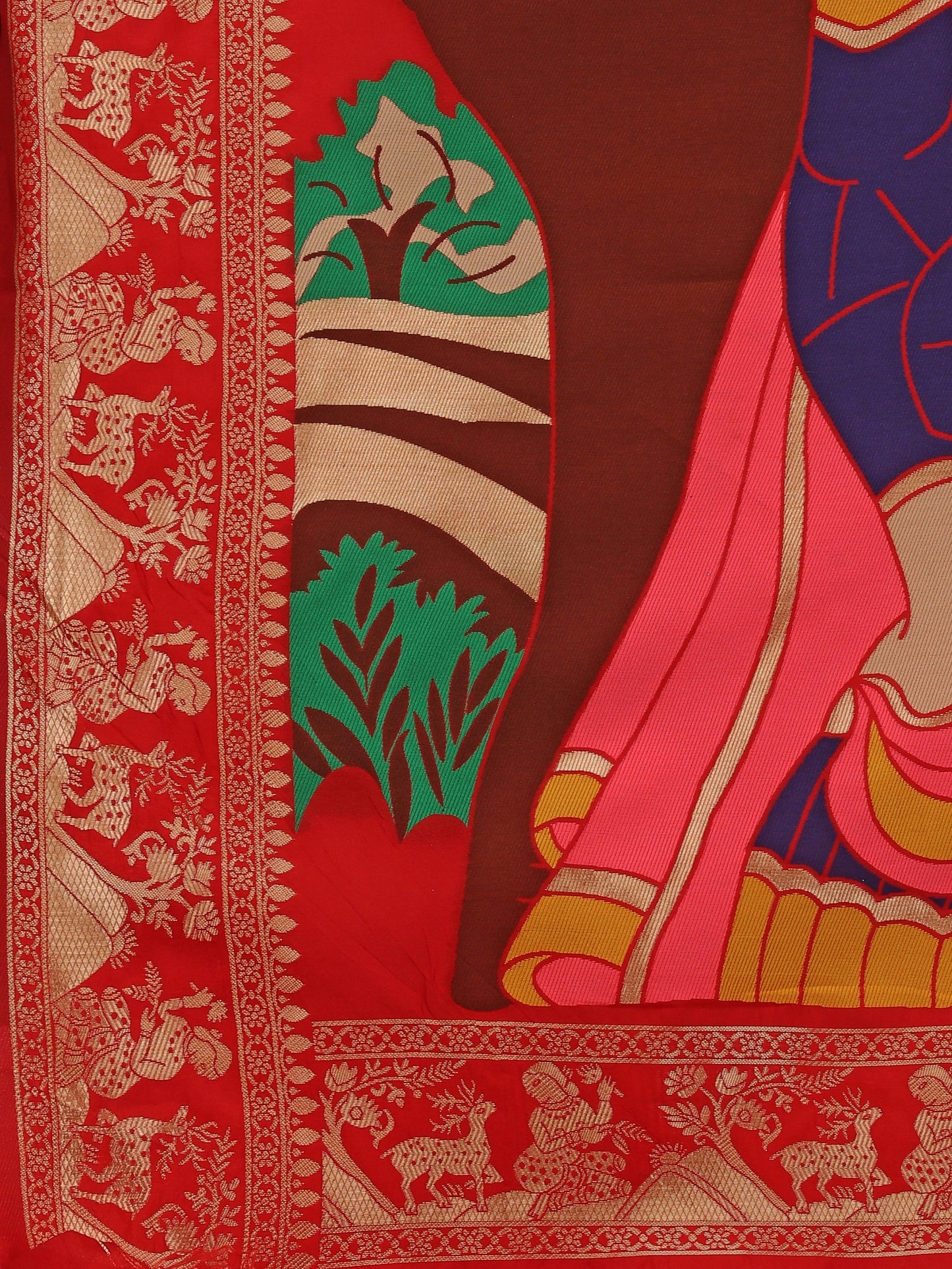 Dhiyona RV Women's Banarasi Jacquard With Zari Weaving And Printed Saree  ( KVD1438 )