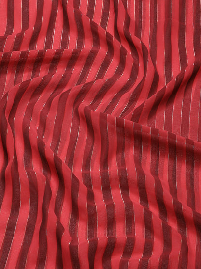 Dhiyona RV Women's Elegant Silk Blend Saree with Silver Zari Weaving Stripes With Blouse ( KVD1790 )