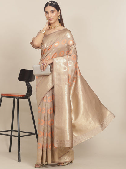 Dhiyona RV Women's Exquisite Banarasi Jacquard Handloom Silk Saree with Blouse ( KVD1864 )