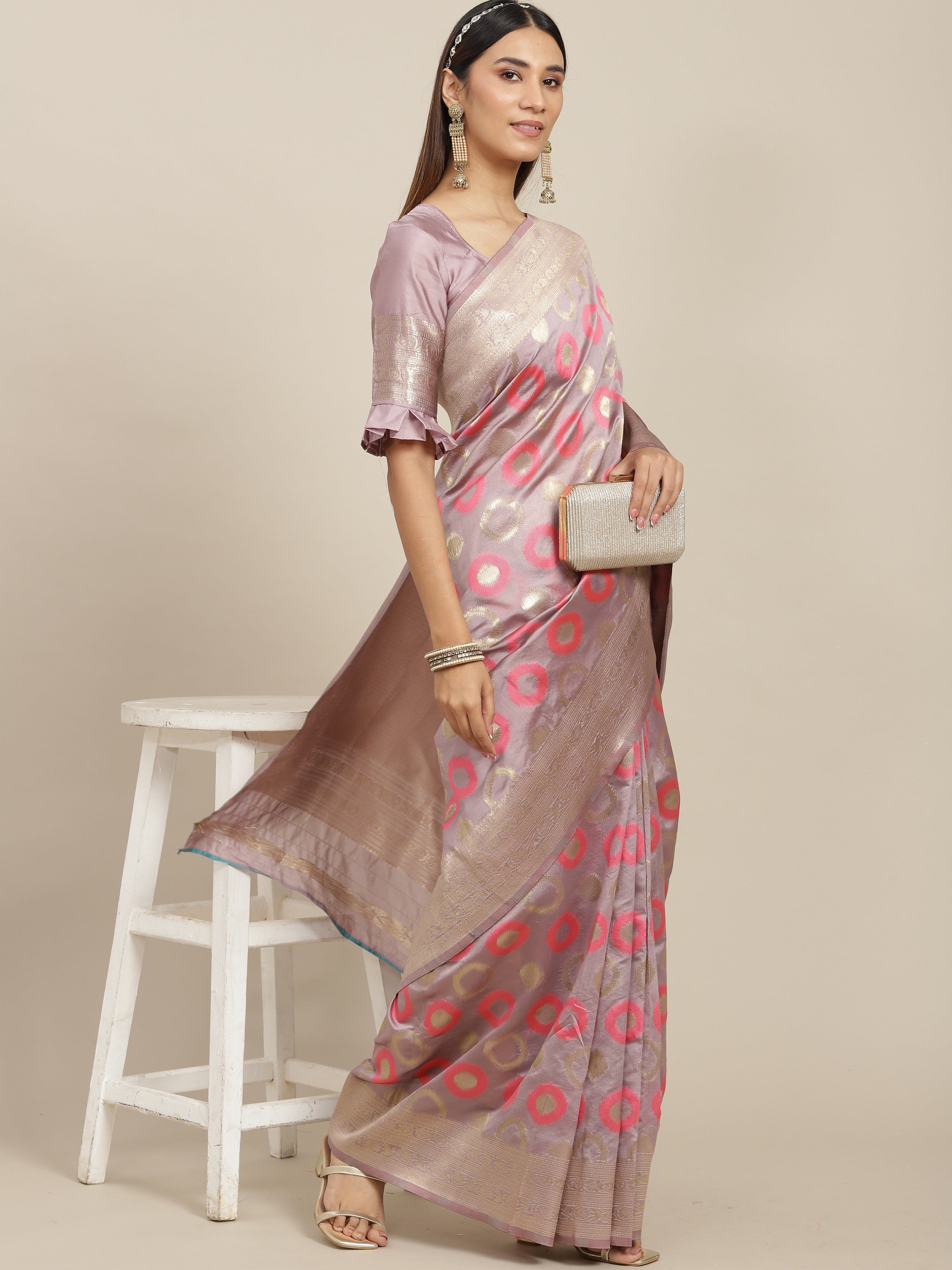 Dhiyona RV Women's Exquisite Banarasi Jacquard Handloom Silk Saree with Blouse ( KVD1865 )