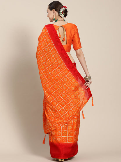 Dhiyona RV Women's Elegant Viscose Georgette Bandhani Saree With Blouse ( KVD1873 )