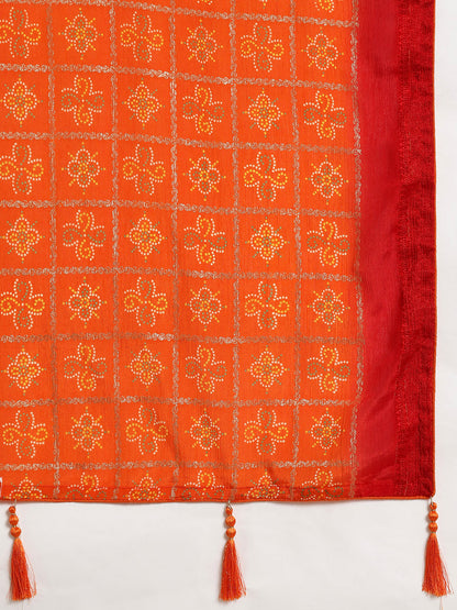 Dhiyona RV Women's Elegant Viscose Georgette Bandhani Saree With Blouse ( KVD1873 )