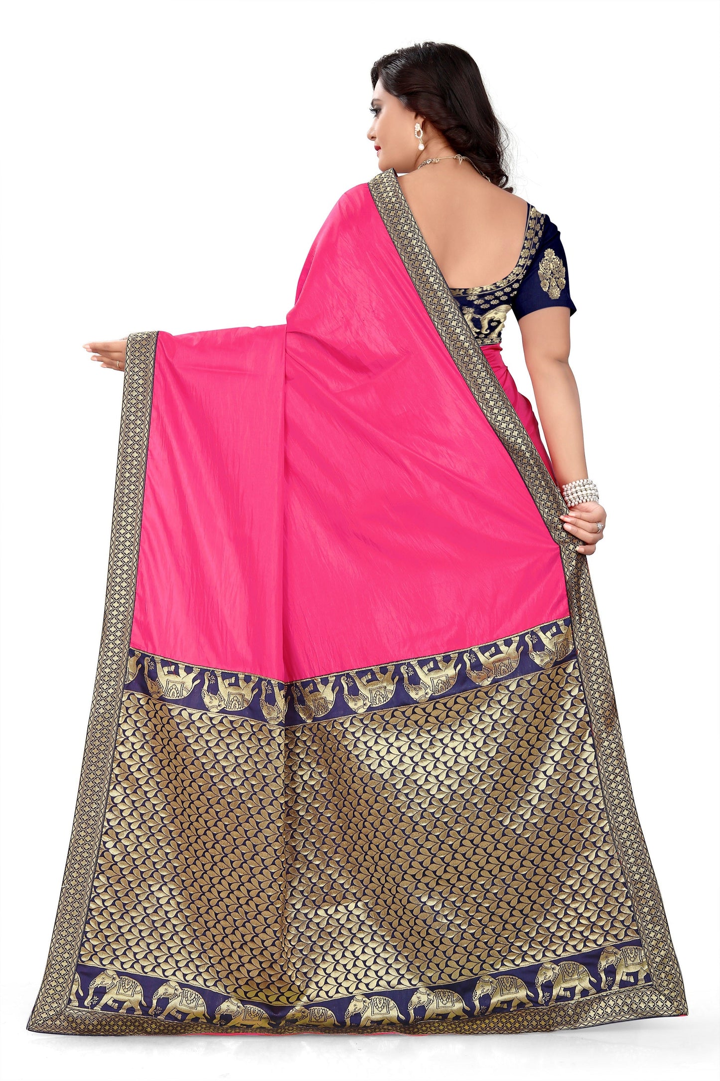 Dhiyona RV Women's Designer Paper Silk Jacquard Saree with Cotton Blouse ( KVD369 )