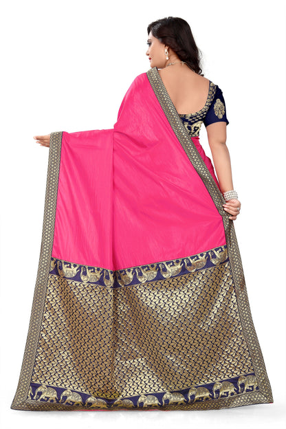 Dhiyona RV Women's Designer Paper Silk Jacquard Saree with Cotton Blouse ( KVD369 )