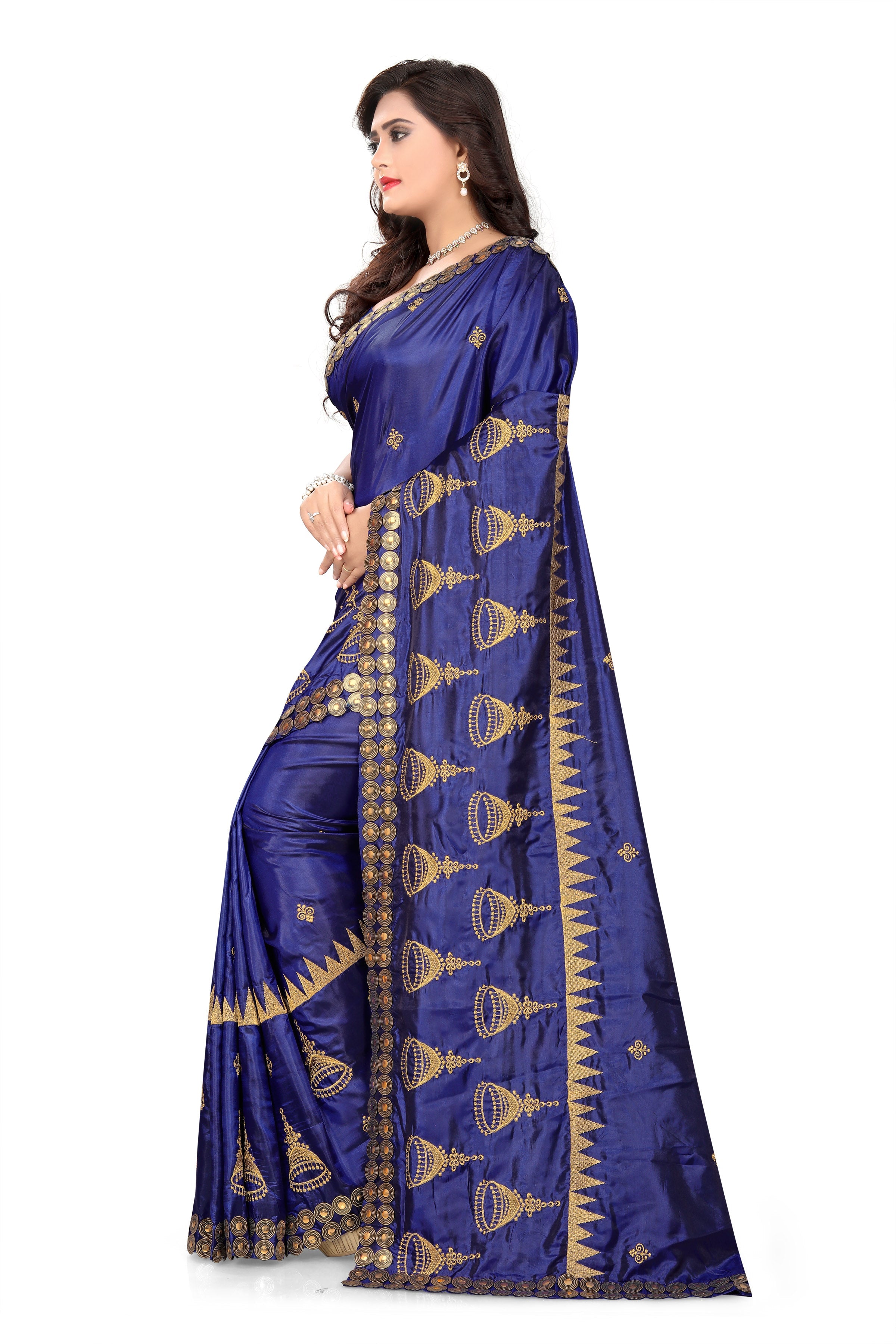 Dhiyona RV Women's Elegant Paper Silk Zari Embroidered Saree With Blouse ( KVD372 )