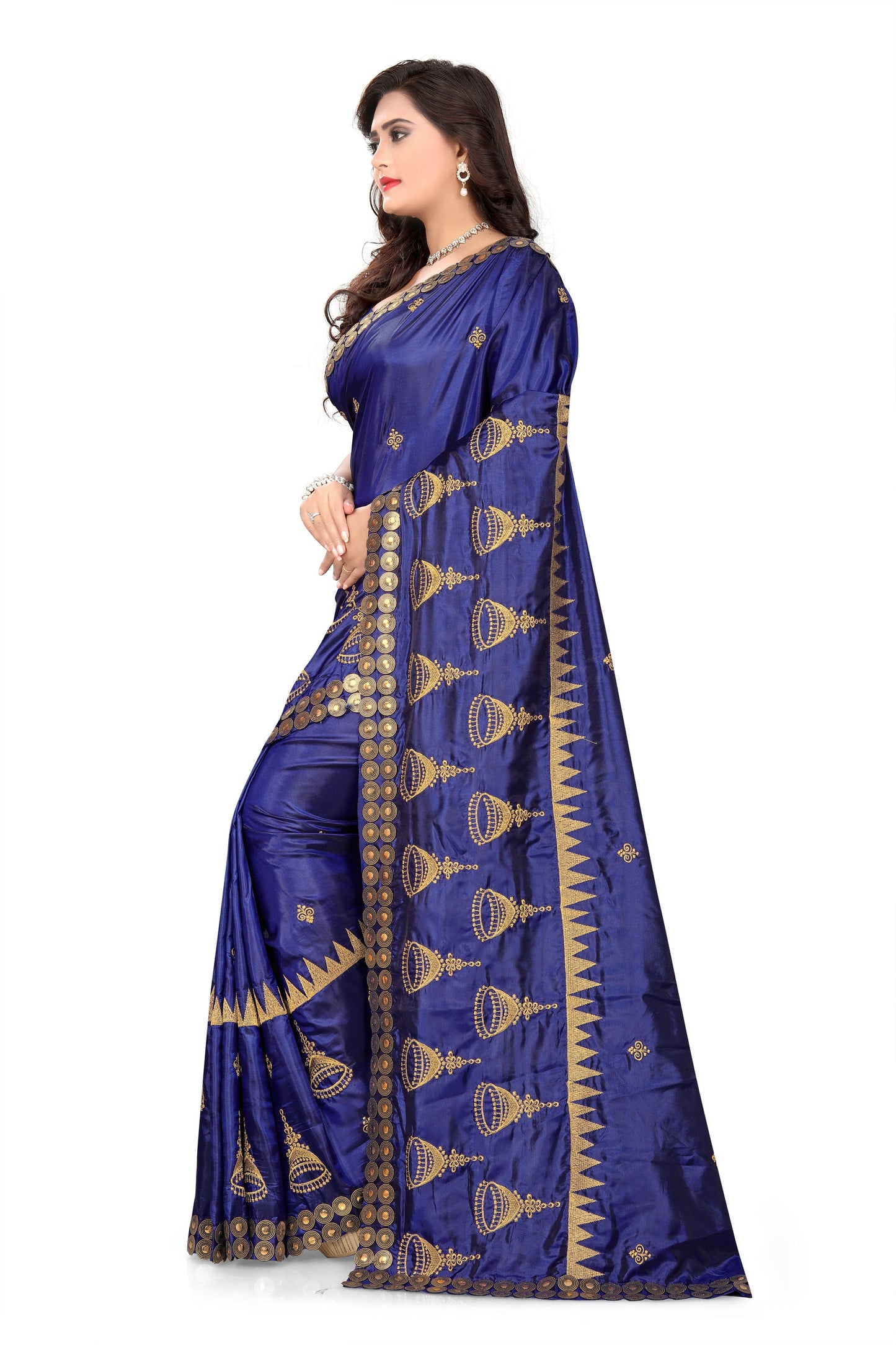 Dhiyona RV Women's Elegant Paper Silk Zari Embroidered Saree With Blouse ( KVD372 )