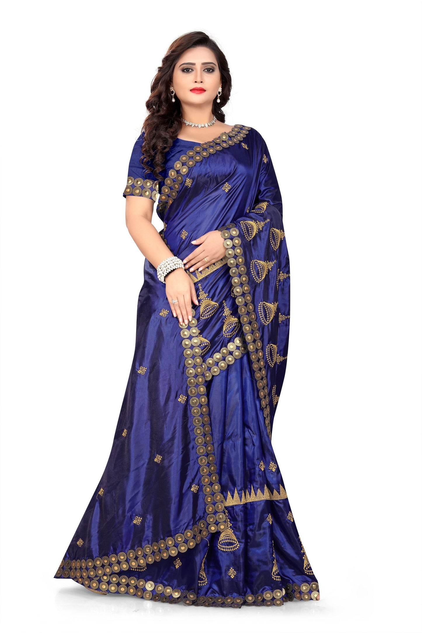 Dhiyona RV Women's Elegant Paper Silk Zari Embroidered Saree With Blouse ( KVD372 )