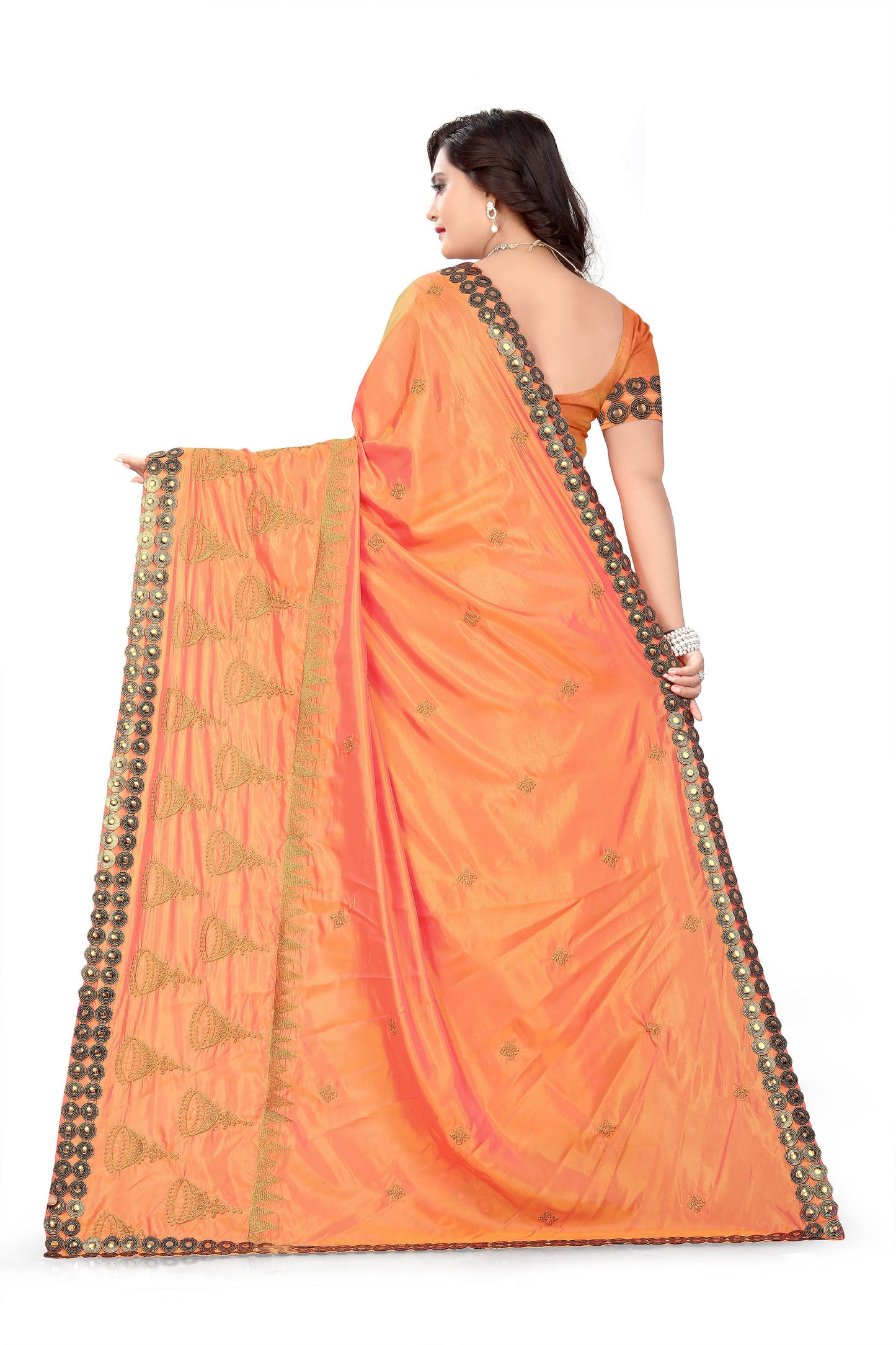 Dhiyona RV Women's Elegant Paper Silk Zari Embroidered Saree With Blouse ( KVD373 )
