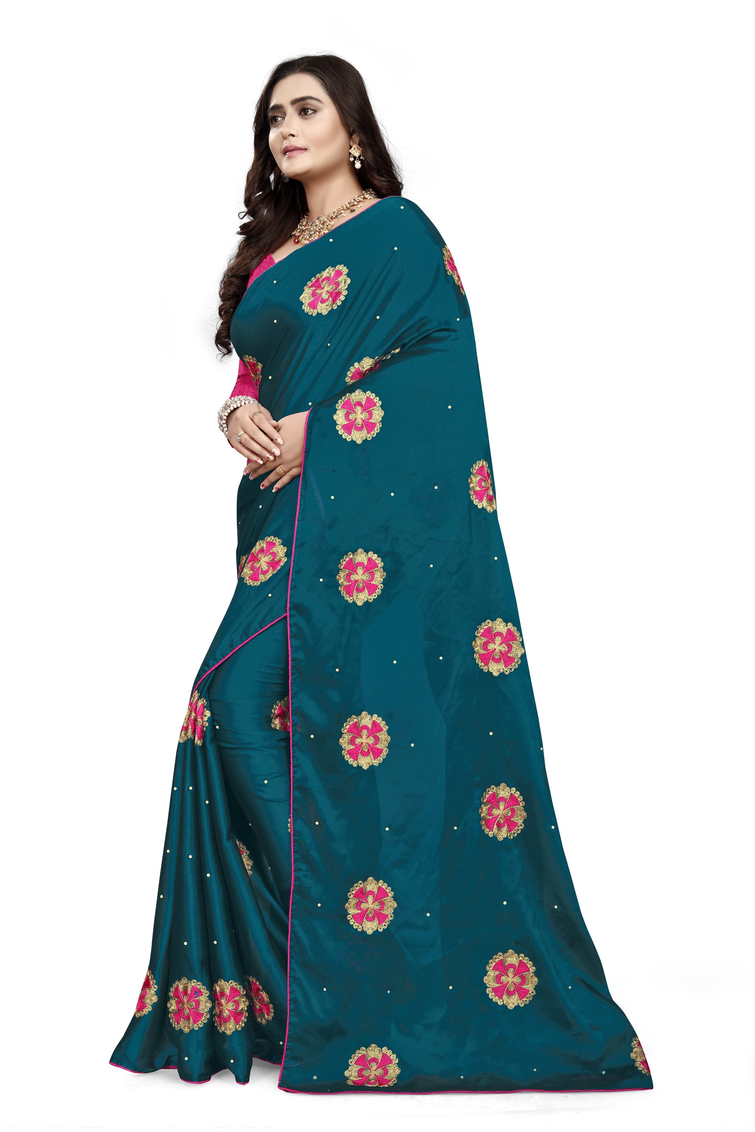 Dhiyona RV Women's Rangoli With Embroidery and Pearl handwork Saree ( KVD752 )