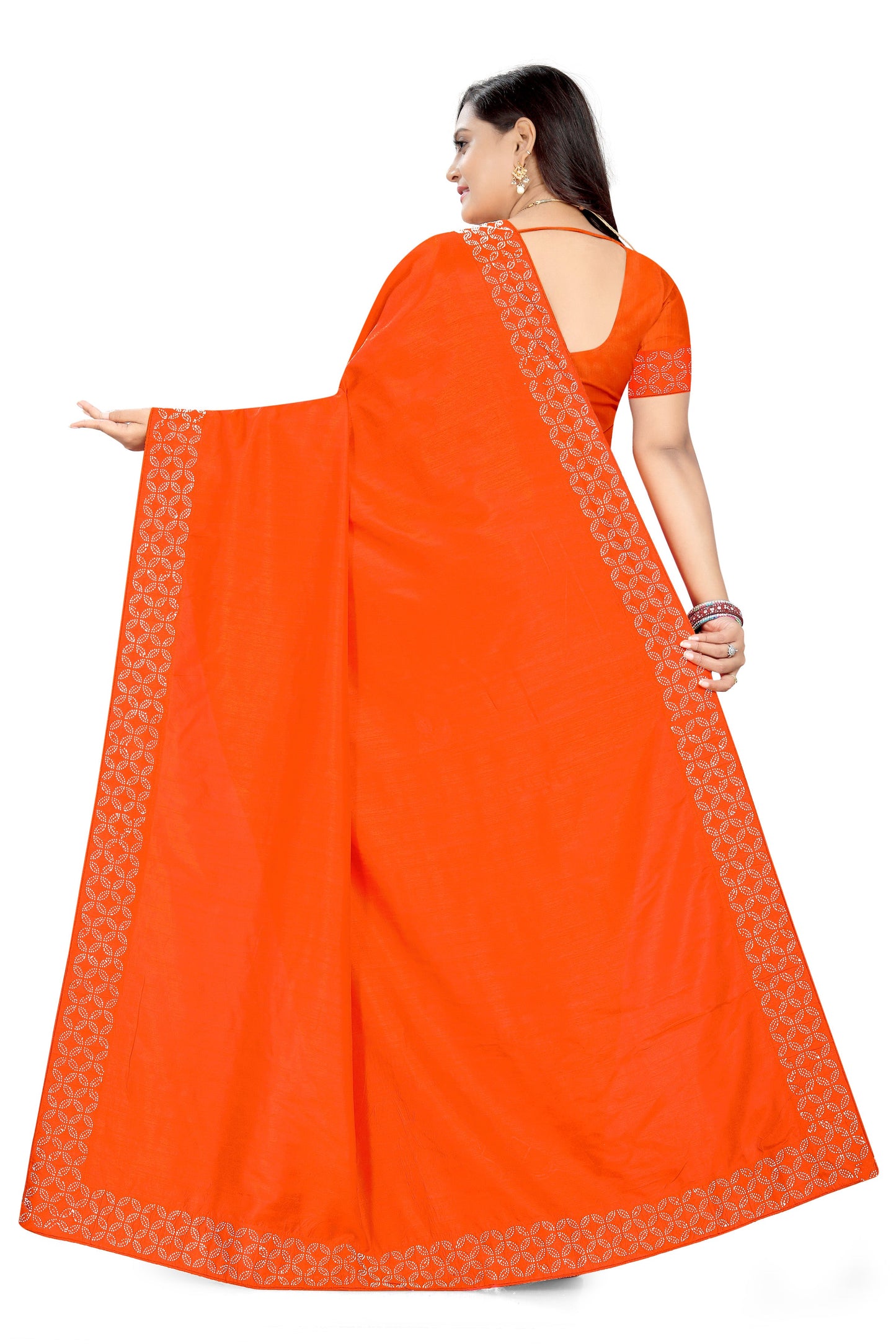 Dhiyona RV Women's Vichitra With  Stone work Saree ( KVD854 )