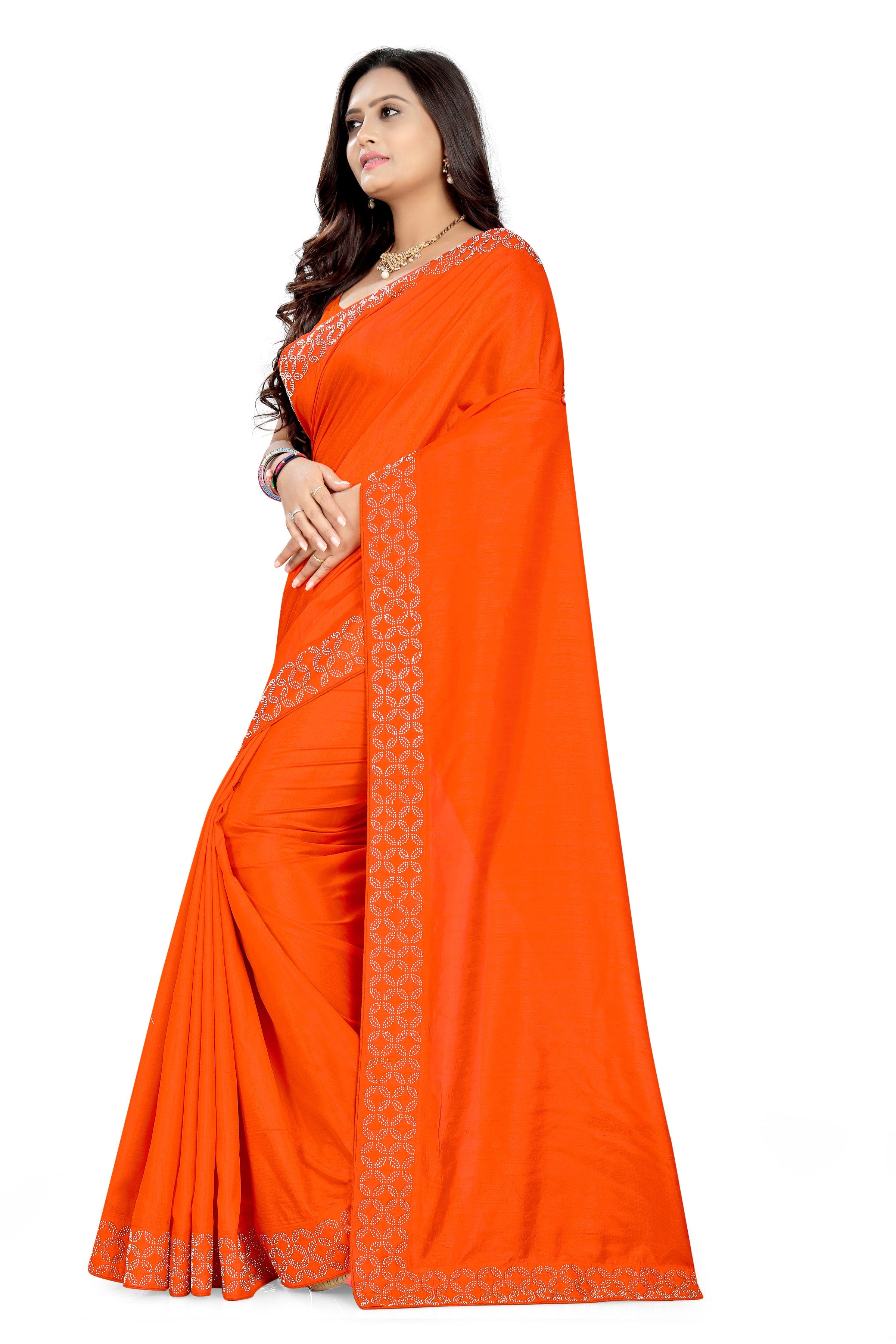 Dhiyona RV Women's Vichitra With  Stone work Saree ( KVD854 )