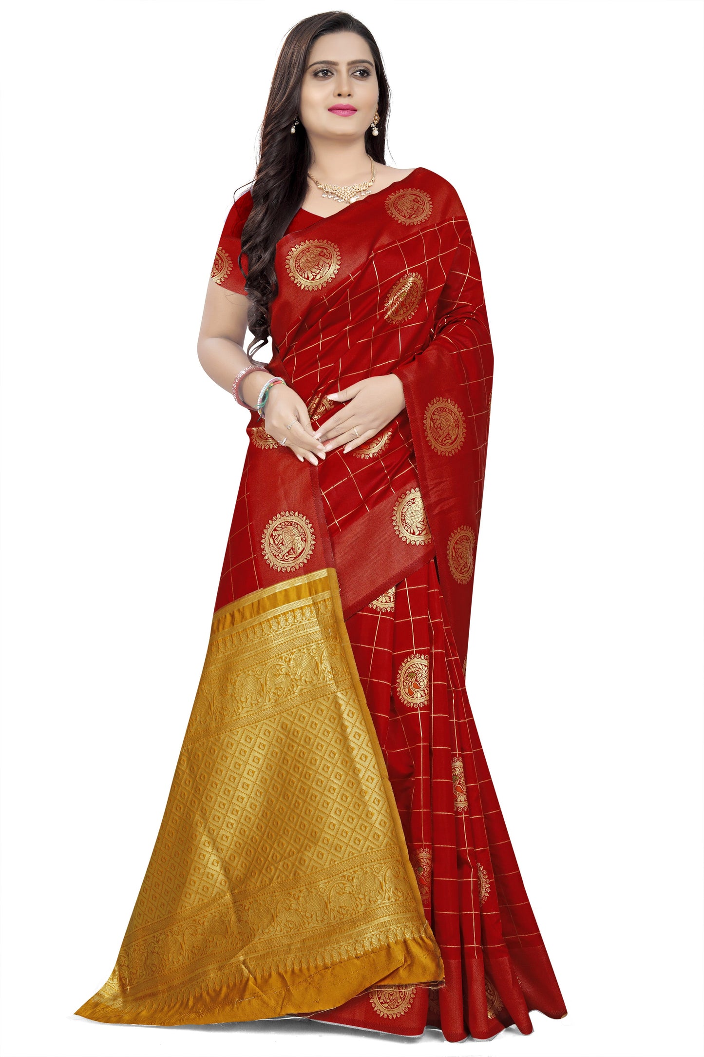 Dhiyona RV Women's Banarasi Cotton Silk With Zari weaving  Saree  ( KVD906 )