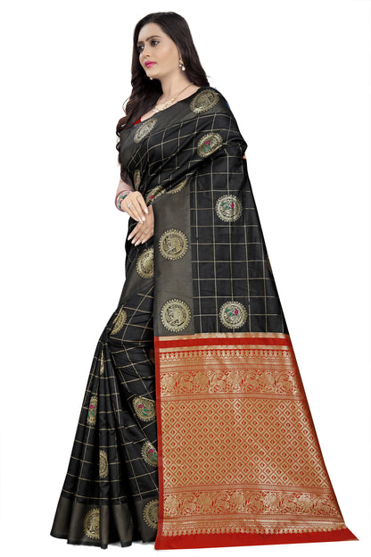 Dhiyona RV Women's Banarasi Cotton Silk With Zari weaving  Saree  ( KVD907 )