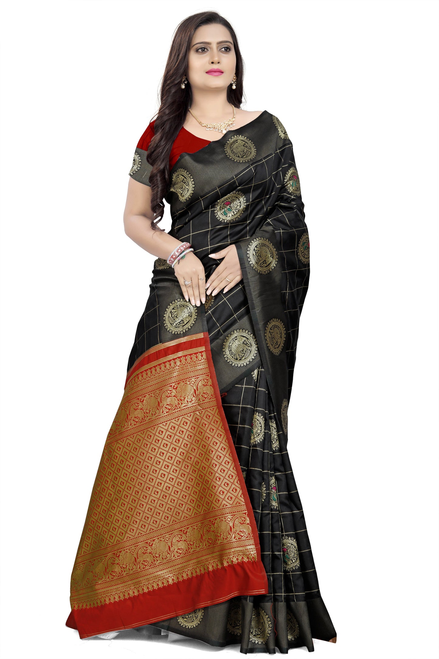 Dhiyona RV Women's Banarasi Cotton Silk With Zari weaving  Saree  ( KVD907 )
