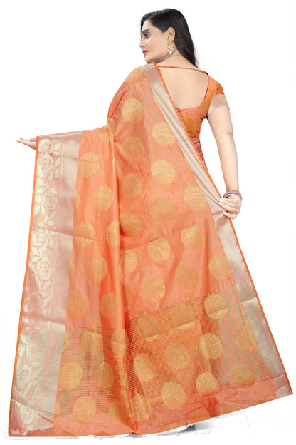 Dhiyona RV Women's Banarasi Silk With Silver and Golden Jacquard Print Saree  ( KVD912 )
