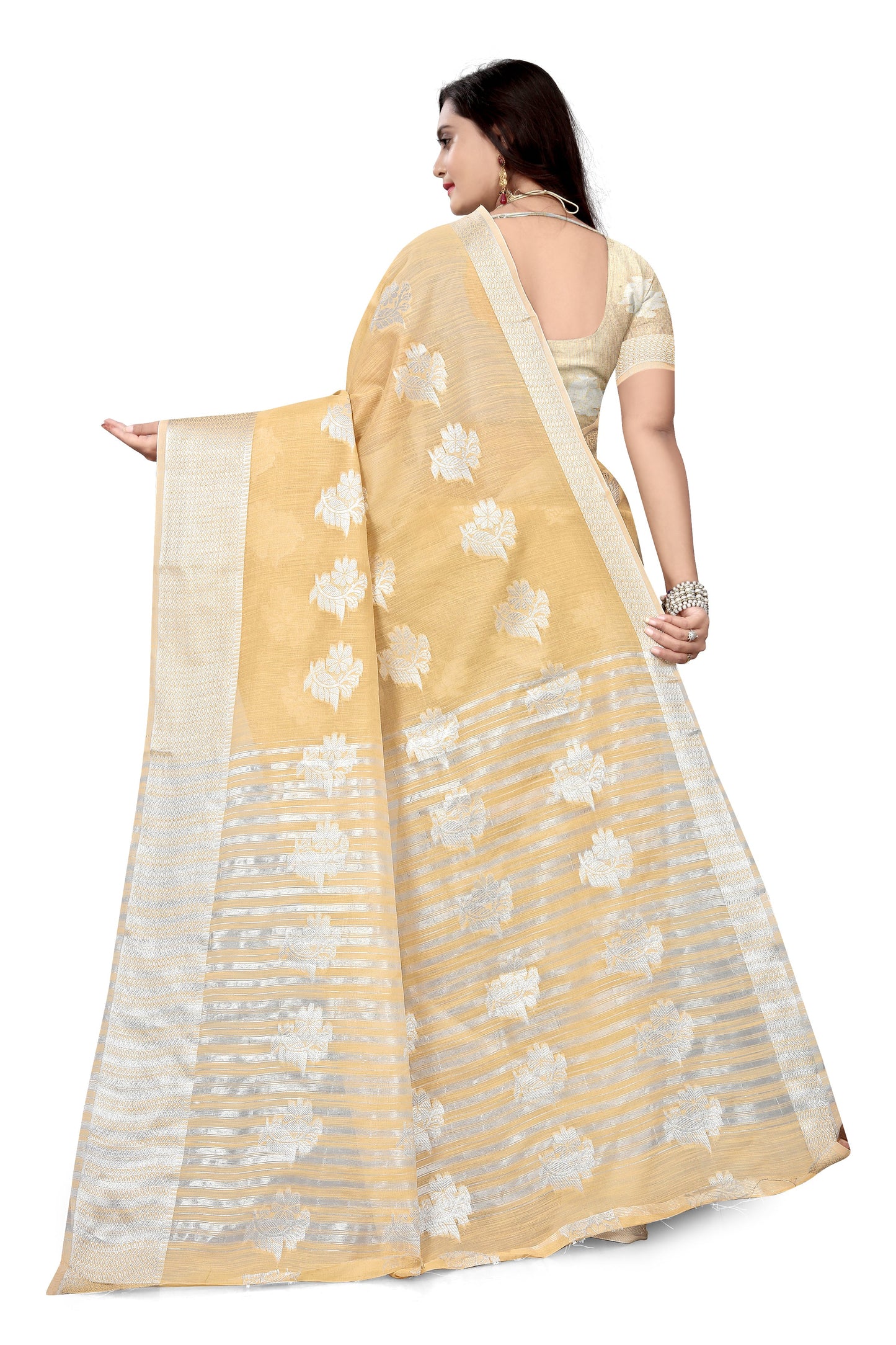 Dhiyona RV Women's Banarasi Cotton Silk With Silver Zari weaving  Saree  ( KVD976 )