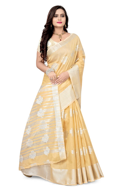 Dhiyona RV Women's Banarasi Cotton Silk With Silver Zari weaving  Saree  ( KVD976 )