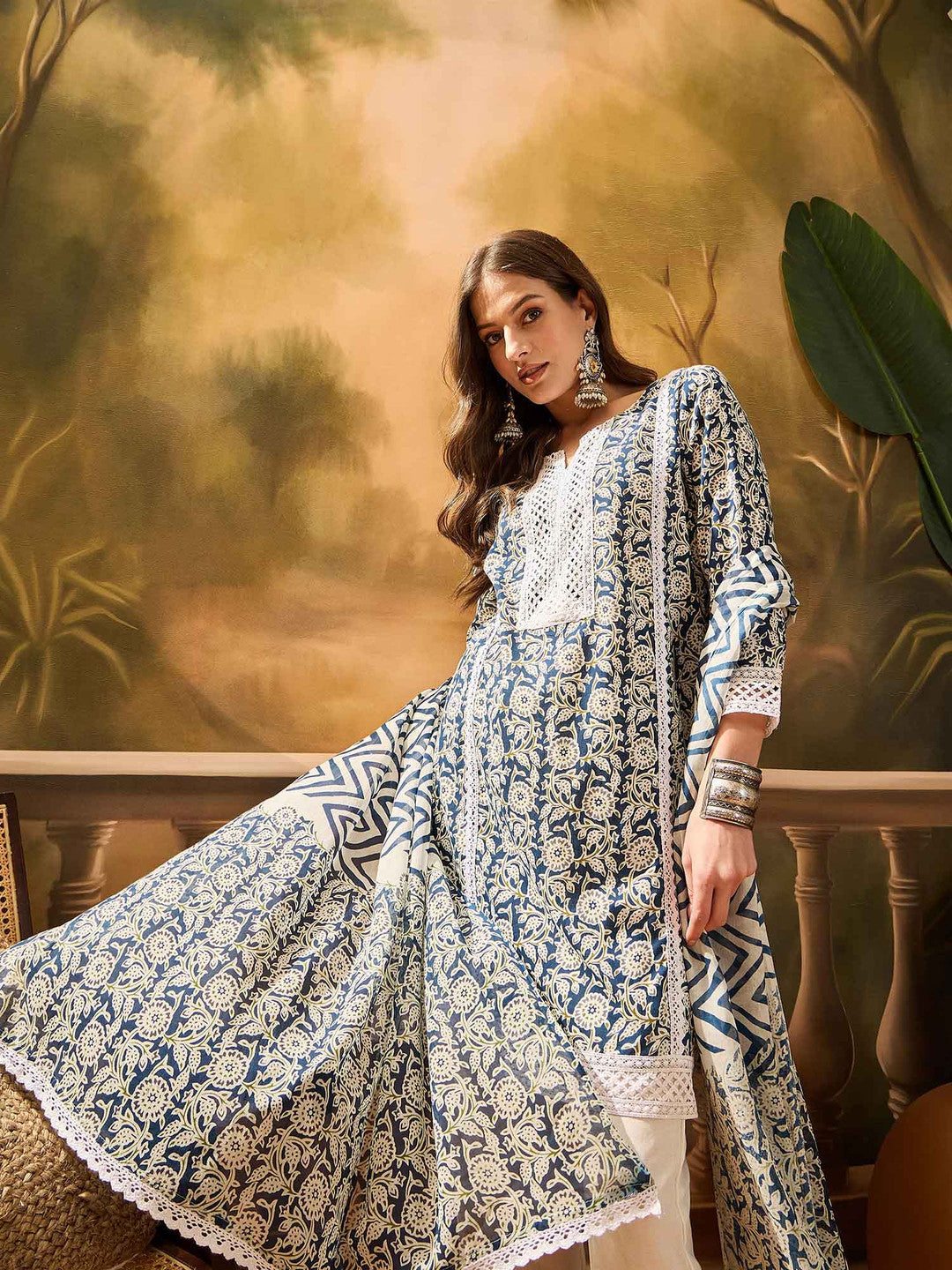Dhiyona SN Printed Kurta Trouser With Dupatta