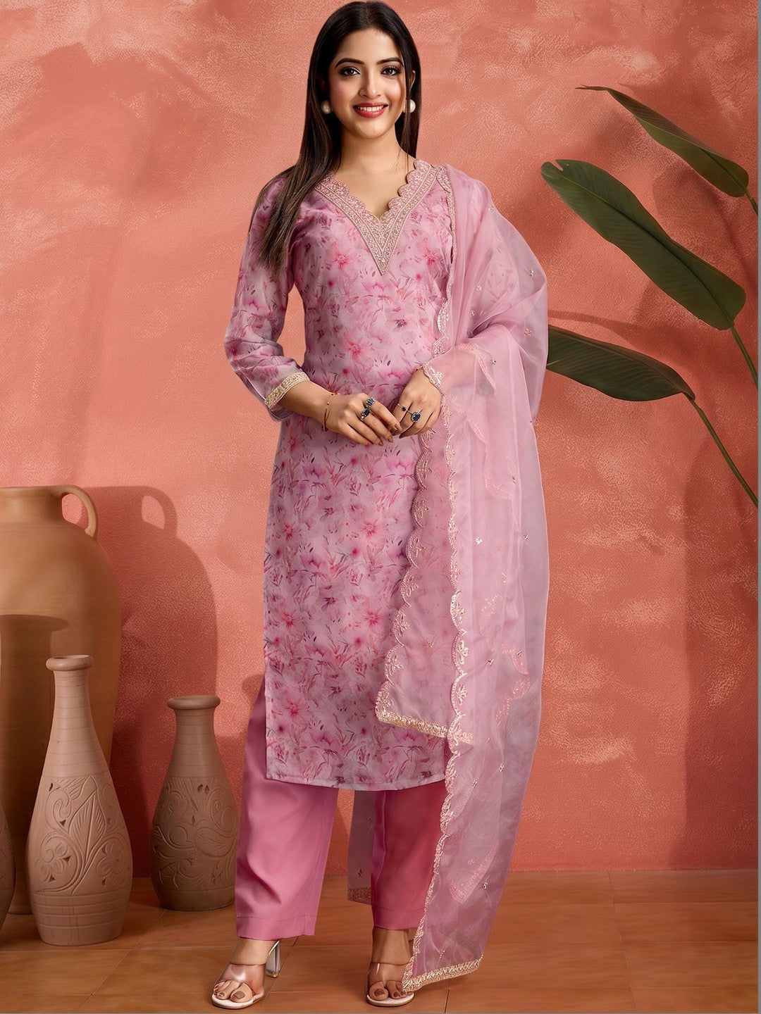 Embroidered Round Neck Kurta Sets