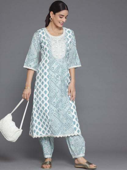 Women Ethnic Motifs Printed Regular Thread Work Kurta with Trousers