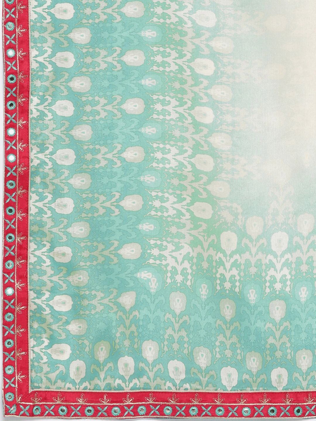 Dhiyona SN Ethnic Motifs Printed Mirror Work Pure Muslin A-Line Kurta With Sharara & Dupatta