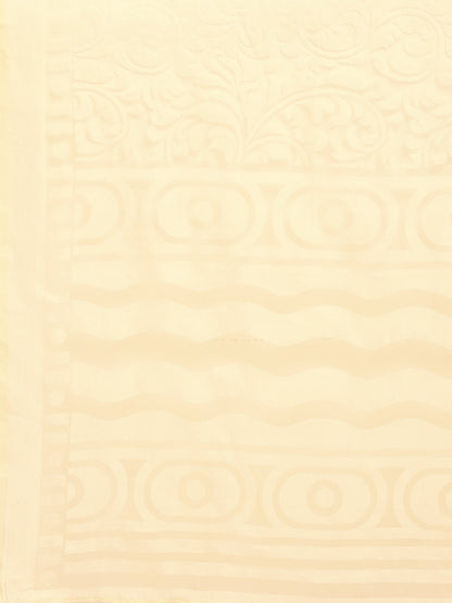 Women's Brasso Off White Printed Designer Saree With Blouse Piece