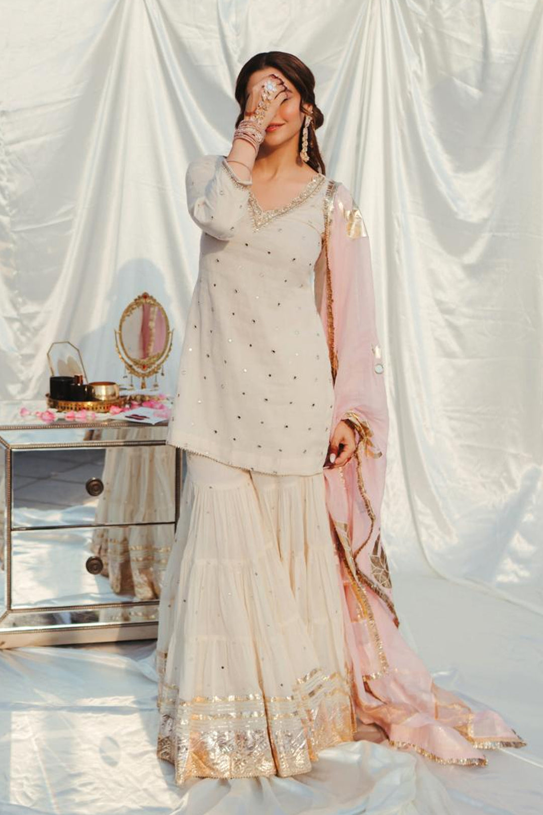 Dhiyona RS Designer Hand Embroidered Chaand Eid sharara Set