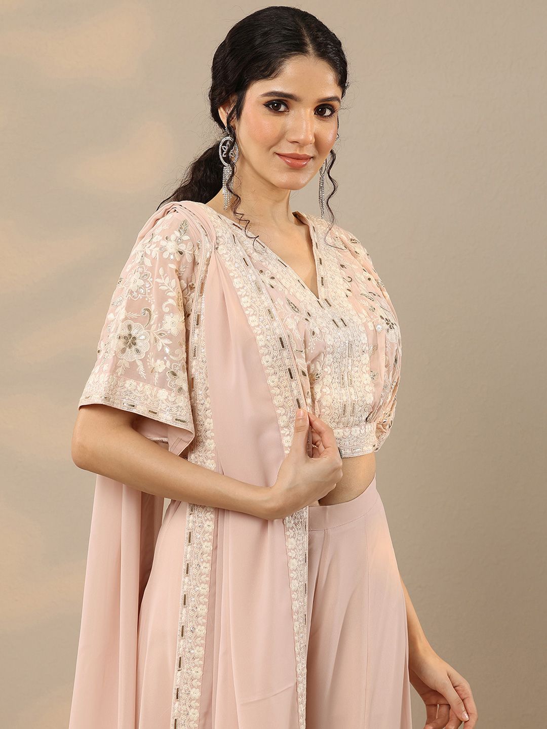 Dhiyona LL Ethnic Motifs Embroidered Top & Palazzo With Dupatta