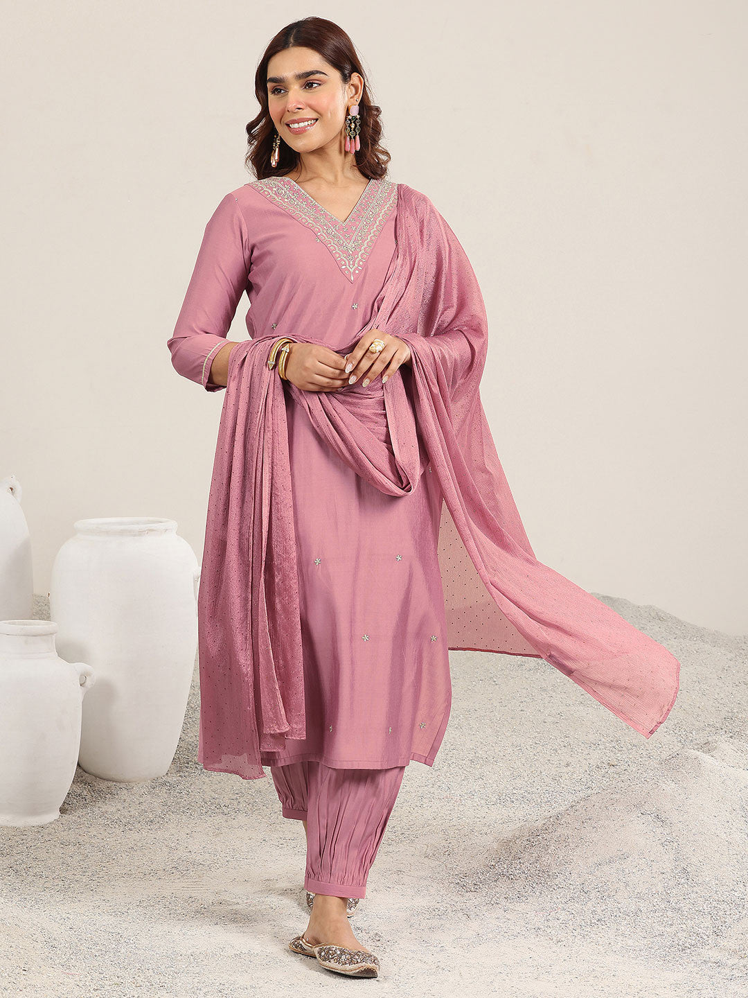 Women Ethnic Motifs Embroidered Regular Gotta Patti Kurta with Salwar & With Dupatta